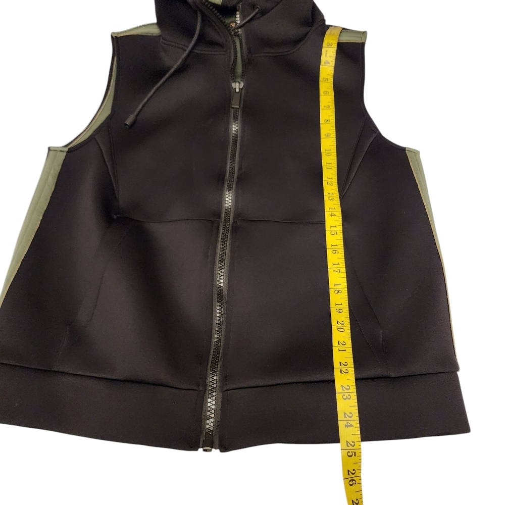 Alala Black Hooded Paneled Zip Vest with Olive Trim - Picture 16 of 16